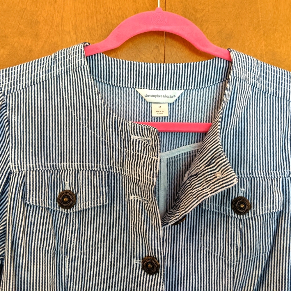 Christopher & Banks Navy/White Pinstriped Jacket - Picture 2 of 4